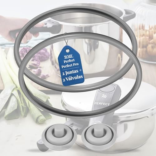 DROCODO 【Pack DE 1 Y 2】 Junta de Goma Olla WMF WMF Plus Ø22cm (3L, 4,5L, 6,5L, 8,5L) + Válvula WMF indicadora de cocción Ø3cm, Junta de Goma Olla Express, Repuesto Compatible.