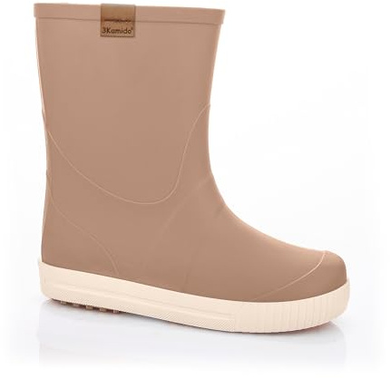 3Kamido GoStyle Stivali di gomma - stivali di gomma per bambini molto eleganti e alla moda, con nastro riflettente 3M, soletta antibatterica e suola antiscivolo (beige scuro, 35/36)