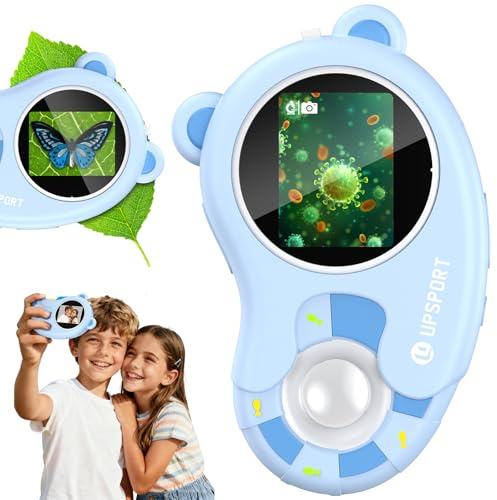 Microscopio e Fotocamera UPSPORT 2 in 1 per Bambini, Microscopio Digitale Portatile 1000X, Schermo HD da 2'', Giocattoli Educativi, Regali di Natale per Bambini dai 3 ai 12 Ann