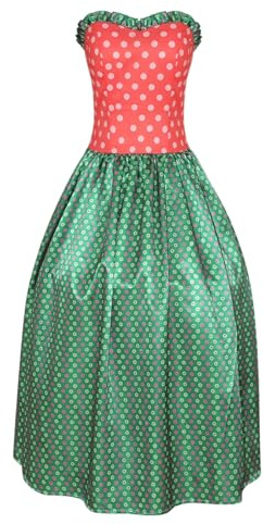 Kreeqe Elegantes, leicht zu tragendes Damen-Weihnachtskostüm mit passenden Handschuhen, ideal für Cosplay-Partys und Filmfiguren (grün-rot, XL)