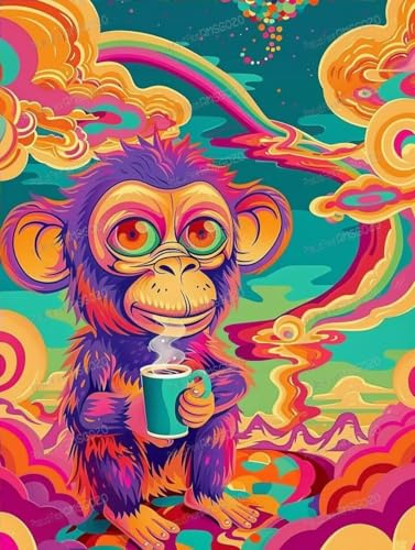 Abstract Monkey Wooden Jigsaw Puzzles 1000 Pieces - 1000 Piece Jigsaw Puzzle 20 X 30 Inches, Fun Indoor Activity - Gift Poster, Patience Enhancing Stress Relief Gifts