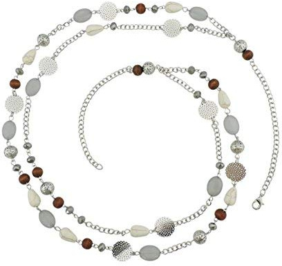 Bocar Layered Beaded Long Statement Necklace P-NK-10084 | Silver chain crystal beads chunky costume jewellery sweater pendant, nice gift for women ladies daily and party wear