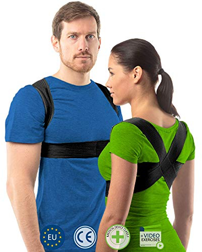 aHeal Corrector postura espalda Hombre/Mujer | Corrector de postura | Espalderas corrector espalda | Cifosis corrector | Corset espalda recta | Faja postural | Corrector cervical | Talla 4 Negro