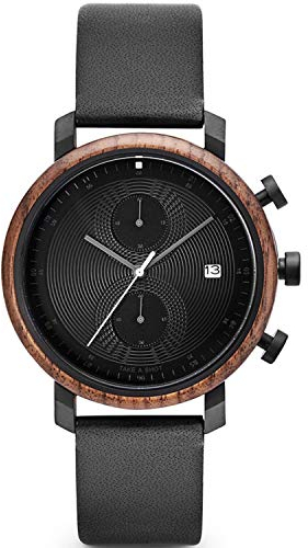 TAKE A SHOT - Chronograph Holz-Uhr für Herren, Walnussholz-Gehäuse, Datum, Stoppuhr, Saphir Ø 43 mm - Charles