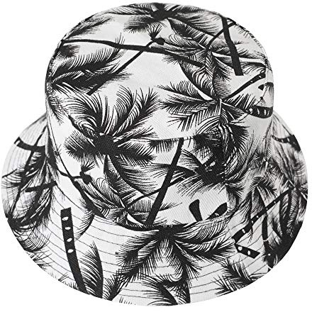 ZLYC Männer Frauen Sommer Fischerhüte Obst Hut, Schwarzer Palmenbaum, One Size