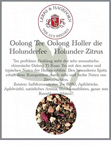 Lerbs & Hagedorn, Oolong Tee Oolong Holler die Holunderfee | 1kg (ca. 81 Liter) Mit Apfelstücken, Heidekraut-, Kornblumeblüten
