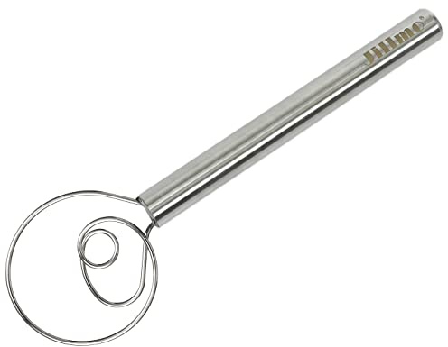 Jillmo Danish Dough Whisk, 12inch Stainless Steel Bread Whisk