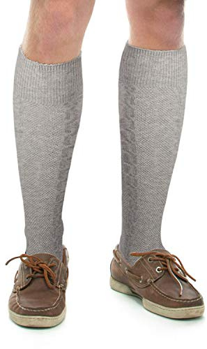 party greeting Long Embroidered German Bavarian Socks Lederhosen Socks for Traditional Oktoberfest Outfit Costume Trachten (Gray, M)