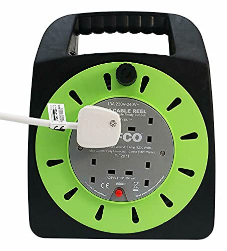 NEW 15 Meter 4 Way 13 AMP Electric Extension Cable Reel Mains Plug & Socket Lead
