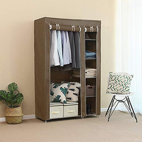 Yizhe Armario de Tela para Ropa Con Partición Interior DIY, Antracita - Para Dormitorio, Estudio, Pasillo, Vestidor - Con Funda y Estantes - 110 * 45 * 178cm