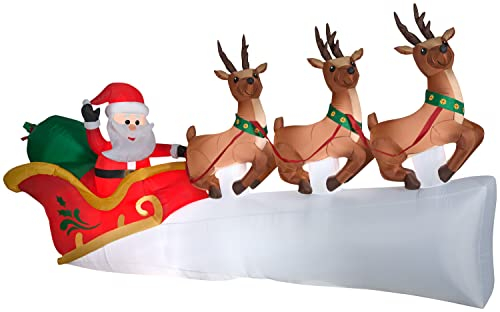 Gemmy Weihnachtsschlitten aufblasbar, aufblasbar, Weihnachtsmann, 1,7 m hoch, Weiß