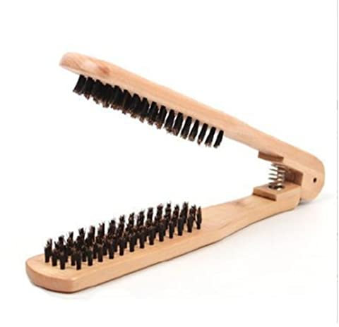 Pinza Alisadora de Cepillo de Pelo, Cepillo de Pelo de Madera de Doble Cara, Abrazadera de Cepillo de Pelo, Alisador de Pelo, Suministros de Peluquería