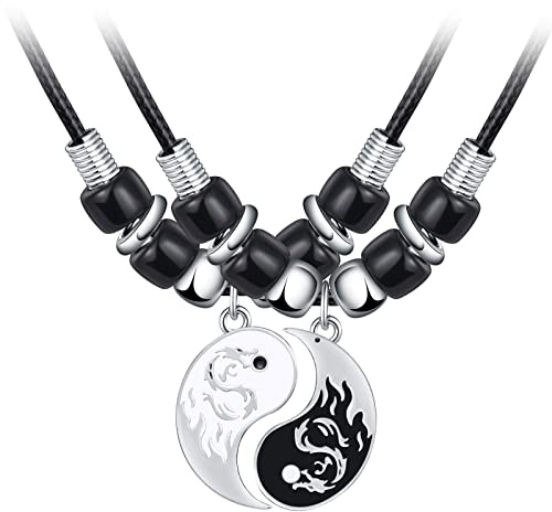 MicVivien Yin Yang Collana per Lui e per Lei, Collana Ciondolo Tai Chi per Coppia, Collane Amicizia Gioielli Collane Partner per i Migliori Amici (2 Pezzi)