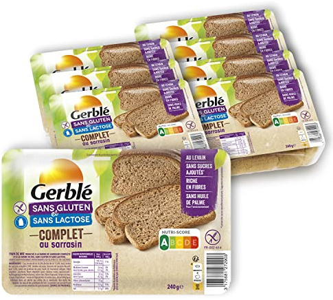 Gerblé Pain complet au Sarrasin Sans Gluten & Sans lactose - Lot de 9 pains Complet (9x240g)