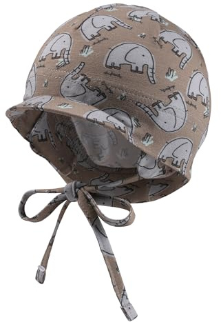 Sterntaler Schirmmütze Jersey Elefant mit Bindeband für Jungen - Schirmmütze Baby mit Nackenschutz und UV -Schutz 50+ - Sonnenkappe mit schütztenden Ohrenklappen