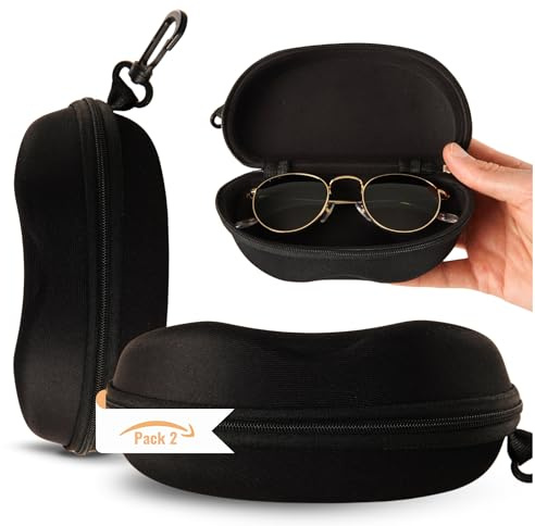 APUKESE Pack 2 fundas de gafas con gancho incluido - Funda gafas rígida - Estuche gafas rígido