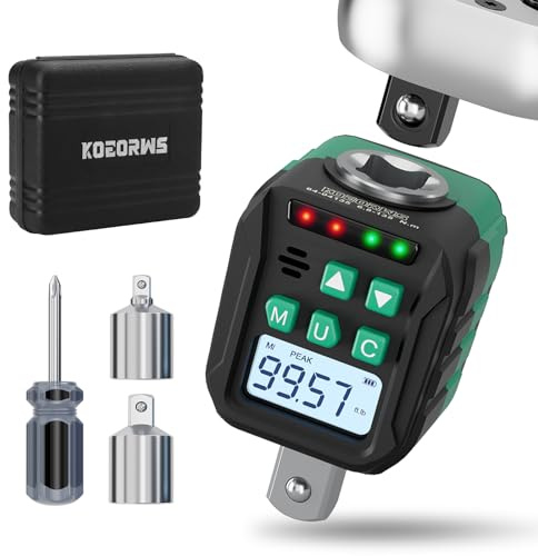KOEORWS TOOLS - Adaptador de par digital de 1/2 pulgada (5-100 ft.lb/6.8-135N.m), convertidor de llave dinamométrica digital con zumbador e indicador LED organizado en caja de almacenamiento