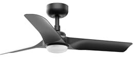 Faro HEY Piccolo ventilatore da soffitto a LED nero con motore DC Smart a 6 velocità