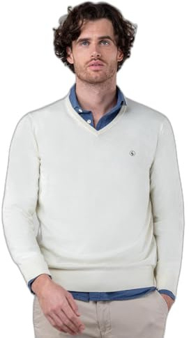 El Ganso Jersey Cuello Pico Coderas Crudo