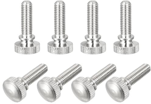 sourcing map Knurled Thumb Screws, M5x16mm Brass Shoulder Bolts Grip Knobs Fasteners, Nickel Plated 8Pcs