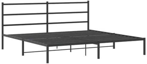 vidaXL Estructura de Cama con Cabecero, Somier de Cama, Armazón Marco de Cama, Cama de Invitados para Dormitorio, Metal Negro 200x200 cm