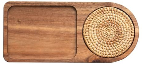 Tsudoku Coffee Tray Wood Plate Breakfast Tray for Serving Food Hospitality Coffeeware Teaware Decor Table Decoration Accessories B