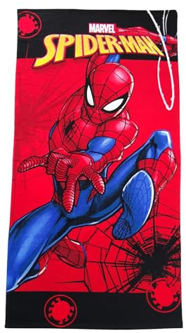 Theonoi Asciugamano da sauna per bambini, 70 x 140 cm, in microfibra (Spiderman rosso)