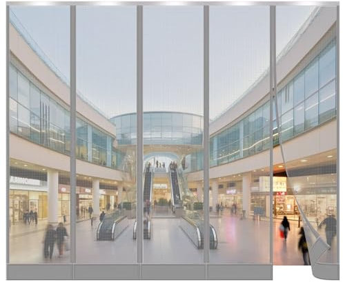 Anti-Mücken Lamellentür Vorhang, 40x220cm Grau Insektenschutz Vorhang mit Lamellen für Balkon und Terrassentüren, Montage Bohren, Magnetische Adsorption, für Einkaufszentren, Garagen, Bürogebäude