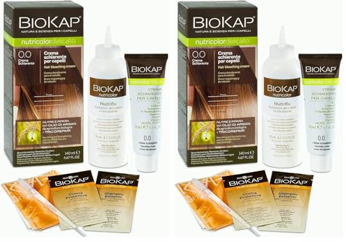 BIOKAP Natürliche Aufhellungscreme für Haare 0.0 - Blondierung - Schonende Haar Aufhellung bis zu 2 Nuancen | NÄHRT & REPARIERT | Bio Arganöl - TricoREPAIR Komplex | min. 80% natürliche Inhaltsstoffe