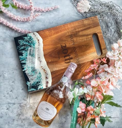 Personalized Ocean Resin Wood Engraved Cutting Board,Customized Engraved Charcuterie Board - Unique Present for Wedding, Anniversary, Housewarming,Gift Idea For Friends, Family, Mom, Dad (Large)
