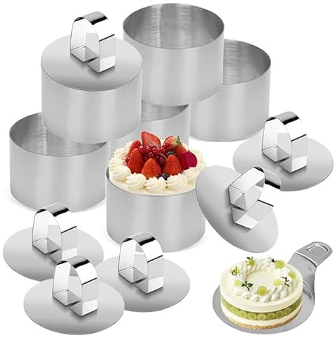 Megcdtr dessertringar, 6 st. matdekorationer, serveringsringar, små tårtringar, set, runda matlagningsringar, mousse ringar serveringsringar, stämplar och mousse mallar för matlagning bakning mousse 8