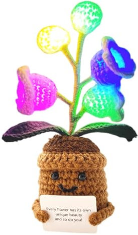 Bexdug Lampada a forma di di giglio all'uncinetto, luce notturna da scrivania, decorazione da tavolo con giglio della valle per camera da letto, soggiorno, camera dei bambini