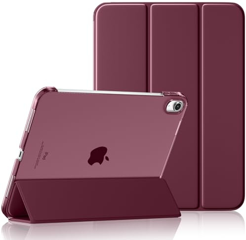 Maledan Hülle für iPad A16 11/10 Generation (2025 11 Zoll/2022 10,9 Zoll) | Schlankes Leichtgewicht Transluzente PC Rückseite Stoßfeste Case Schutzhülle für iPad 10, Auto Schlafen/Wachen, Rot Wein