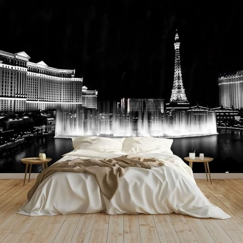Générique Art Papier Peint Intissé La Tour De Paris La Nuit Muraux Tapisserie Photo Décoration Murale, Papier Peint 300x210 cm Salon Chambre Bureau Couloir Peinture Murale Décor, Noir
