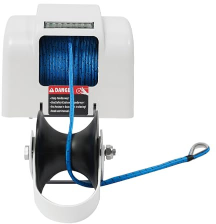 Zalydala Seilwinde 12v,Elektrische Ankerwinde 12V - 45lbs Tragkraft, 100ft Nylonseil, mit Fernbedienung für Boote bis 7.3m, Für Schnellboote, Fischerboote, Motorboote und kleine Freizeitboote.