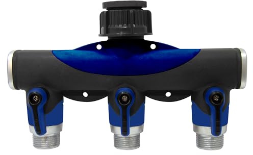 S&M 590276 – Distribuidor de 3 Salidas con Entrada Rosca Hembra 3/4 - 1”, y 3 Salidas Macho 3/4 | con Llaves de Paso Individuales | Soluciona con versatilidad Tus Necesidades de riego