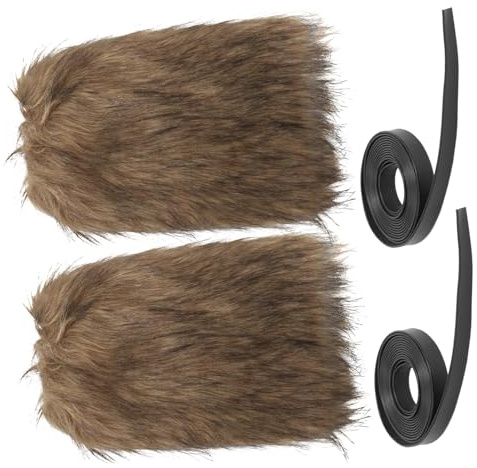 FRCOLOR Calentadores de Pelo Unisex Estilo Vikingo de 30cm para Disfraz, Cubrebotas de Poliéster Marrón Correas, Accesorios Cómodos para Eventos de Halloween y Cosplay