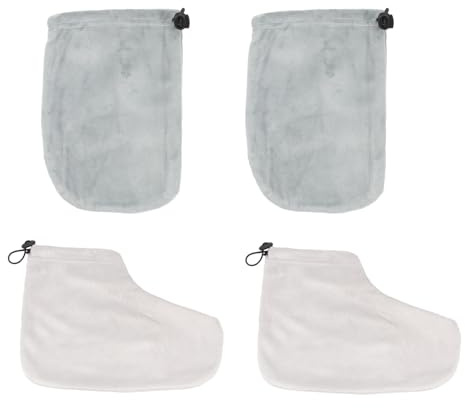 VILLCASE 2 Paar Paraffintherapie Handschuhe Fußüberzüge Wärmeisolierende Baumwollbezüge für Hände und Füße Zubehör für Paraffinbad Geeignet für Spa und Heimgebrauch