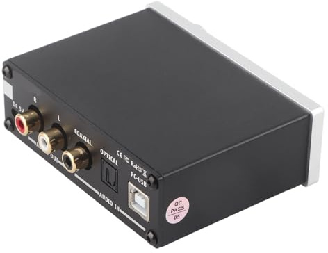 Xiuganpo Décodeur avec Décodage DAC amélioré et Amplificateur de Casque pour Casque 3,5 Mm, Réglage du Son Haut/Bas, Entrée Fibre/coaxiale + PC-USB, adapté au Système de Divertissement à Domicile