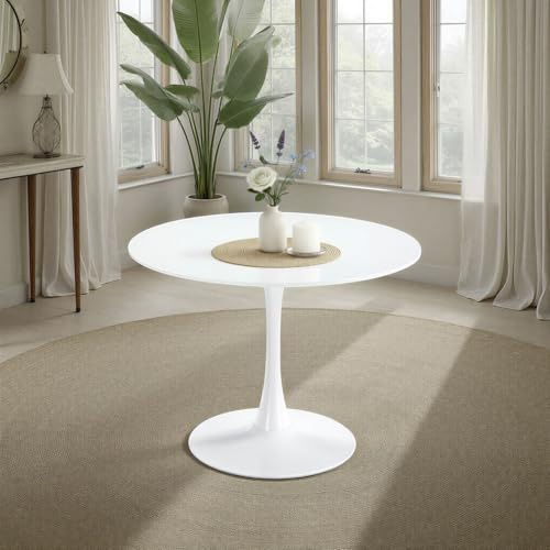 IDIMEX Esstisch Loire, rund 100 cm, Weiß - Esszimmertisch mit Tulpenfuß, runder Küchentisch aus lackiertem MDF, ideal für kleine Essbereiche, modernes Design, pflegeleicht und robust