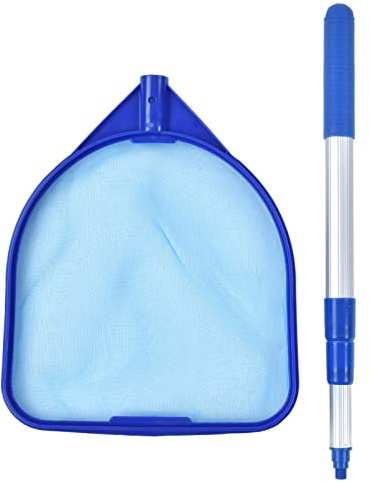LONGONGAN Red de Espumadera para Piscina con Poste, rastrillo desnatador de Red de Hojas para Piscina, Herramienta de Limpieza rápida con Varilla telescópica retráctil para, Fuentes de