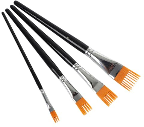 Flat Comb Artist Brush Set, 4PCS Grainer Brushes and Combs for Acrylic Painting, Watercolor, Oil Paint Brushes, Perfect for Beginners & Experienced Artists, Acrylic Paint Brush Set