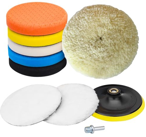 AHNTTGS 10pcs Polishing Buffing Pads for Drill - 6 Inches Car Polishing kit, Car Foam Buffing Sponge Pads Kit with M14 Drill Adapter,Polishing Pad Kit for Car Buffer Polisher, Polishing and Waxing