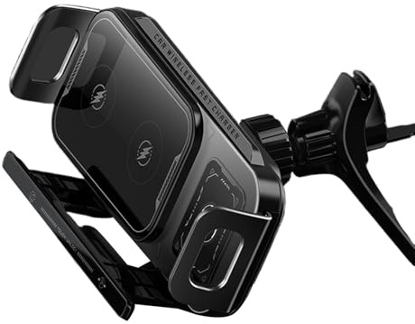 Soporte de Carga para teléfono – Soporte Giratorio para Rejilla de ventilación de Coche, Cuna Plegable con Cargador Integrado, ángulo de visión Ajustable, Soporte para Smartphones, automóviles