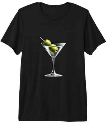 Martini Glass Green Olive Bartender Vodka Gin Cocktail Drink Premium T-Shirt