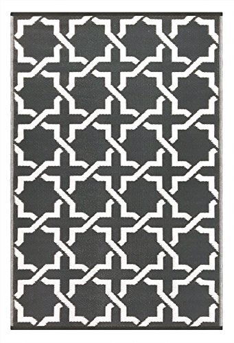 Green Decore Serene Outdoor - Alfombra Reversible de plástico, Color Gris y Blanco