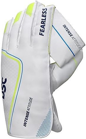 DSC Intense Attitude Wicket Keeping Gloves | Youth Size, Multicolor | Professional Grade Padded Gloves | Superior Finger Protection | Comfortable & Durable Wicketkeeper Gloves for Junior Cricketers