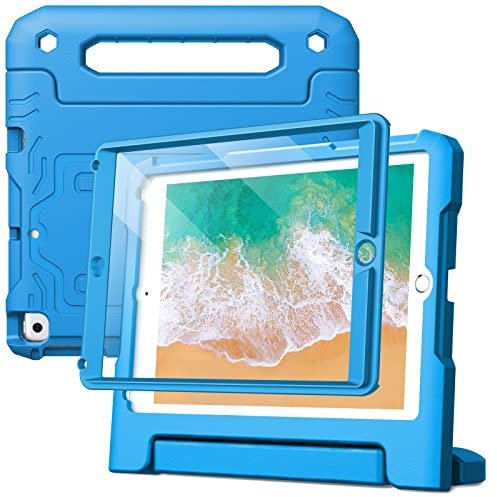 JETech Kinder Hülle für iPad 6./5. Gen 9,7 (2018/2017), Blau | Integrierter Displayschutz, Griffständer, Stoßfester Rundumschutz, Kinderfreundliches Design
