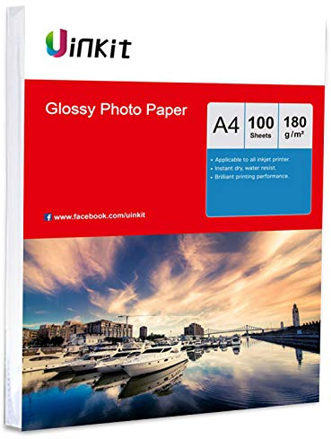 A4 180Gsm Photography Paper - 100sheets High Glossy White Inkjet Paper for Inkjet Printing Picture Uinkit