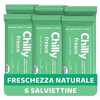 Chilly, Frische, Intima-Hygienetücher, Schutzwirkung mit natürlichem Menthol, für den täglichen Gebrauch, klinisch getestet, pH-5 – 6 Stück – exklusiv von Amazon